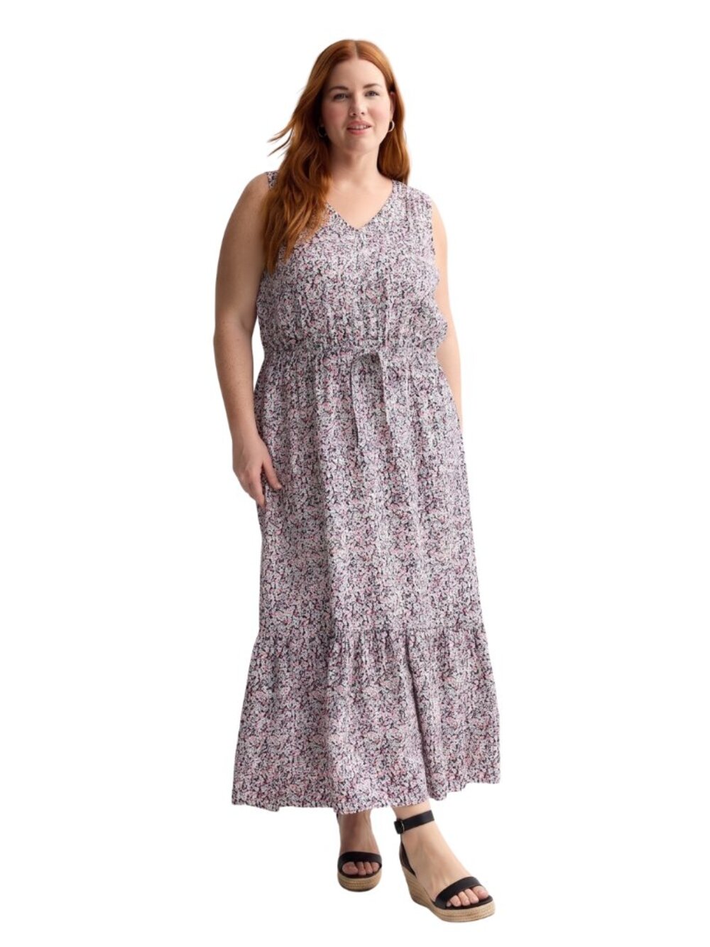 NWOT Sonoma Plus Size 0X Floral Tiered Maxi Dress Boho Cottagecore